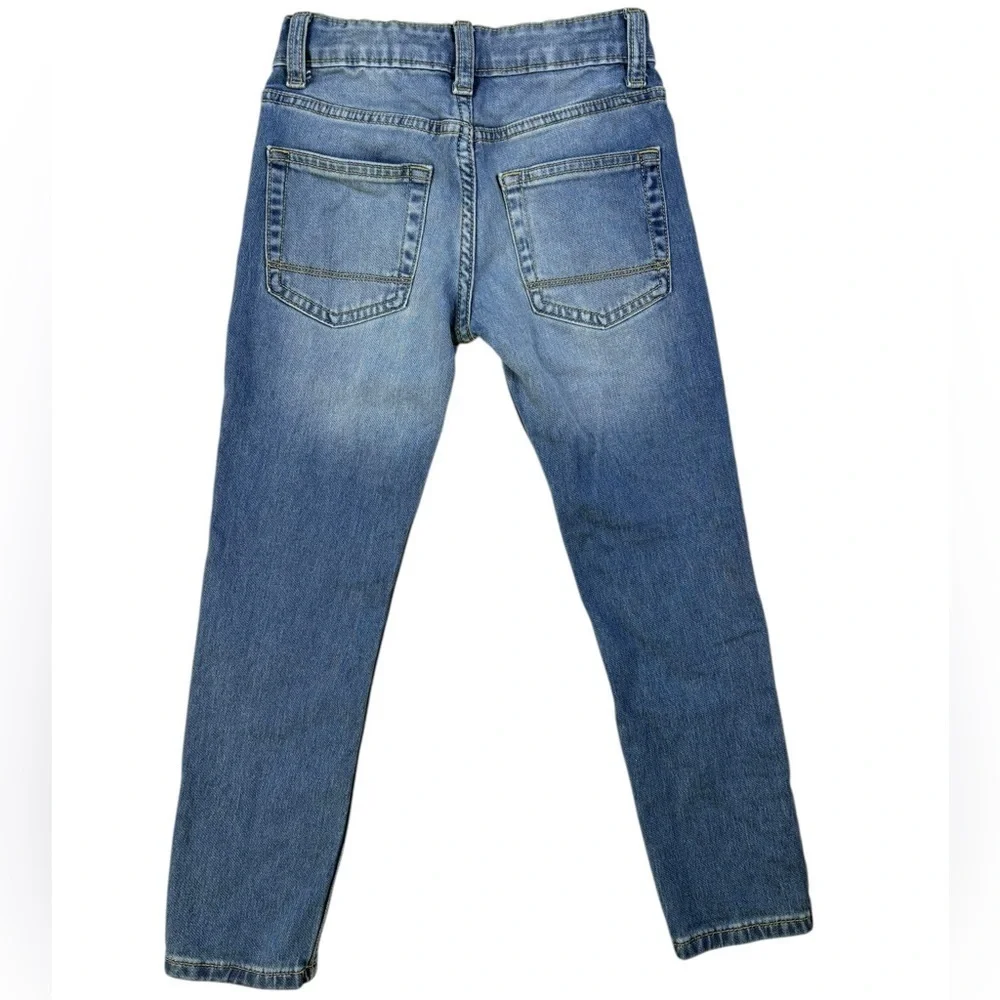 Cat & Jack Boys Blue Denim Adjustable Tabs Skinny Fit Stretch Jeans Size 6